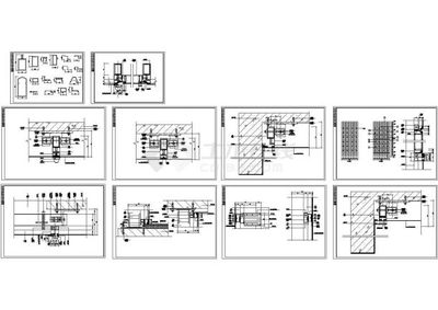 某建筑工程幕墙节点及型材节点构造cad详图
